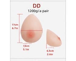 Zelfklevende Plak Siliconen Borsten – Cup DD – 1200 gram- Borstprothese – Travestie, Crossdress & Cosplay –Nep Tieten-Nep Borsten-