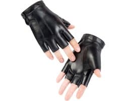 Handschoenen, vingerloze handschoenen, PU-kunstleer, halve vingers, touchscreen-handschoenen, voor motorfiets, fietsen, klimmen, fitnessstudio, outdoor, sport, mannen, vrouwen, tieners