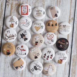 Adventskalender cijfers buttons reversspeldjes voor het versieren van adventskalenders met cijfers van 1 - 25 ideaal voor stoffen zakjes, zakjes en zakjes (white black cat) — thumbnail 4