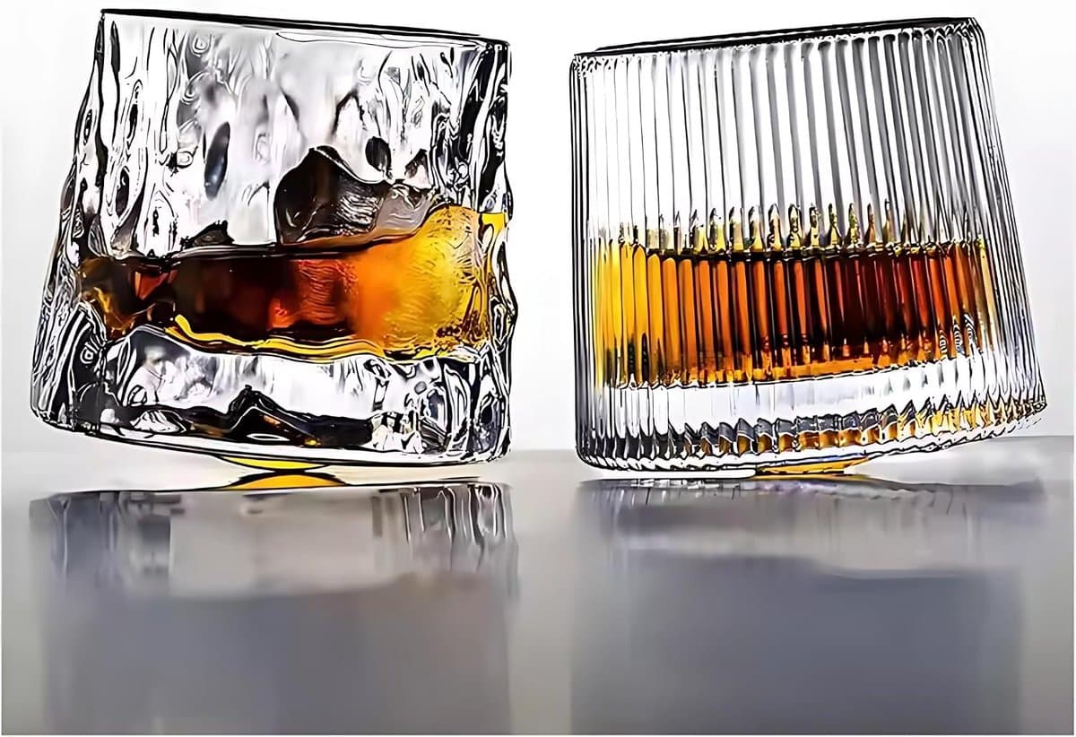Whiskyglazenset van roterend glas, Wisky-glazen met bolvormige bodem voor proeverijen, 4 stuks, 4 stuks, speciaal voor rum, gin, amaro en sterke drank — afbeelding 1