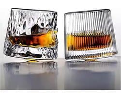 Whiskyglazenset van roterend glas, Wisky-glazen met bolvormige bodem voor proeverijen, 4 stuks, 4 stuks, speciaal voor rum, gin, amaro en sterke drank