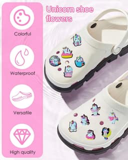 25 stuks decoratieve pinnen, eenhoorn-serie, schoenbedels, accessoires en versieringen voor schoenen, schoenbedels voor clogs schoensieraden voor meisjes, vrouwen, jongens en — thumbnail 2