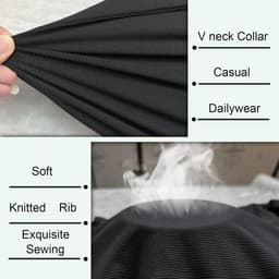 Cmdr Slim Fit V-hals Lange Mouw Spier-Thermo-T-Shirt Casual Geribbelde Trui Lichte Trui Onderhemden — thumbnail 3