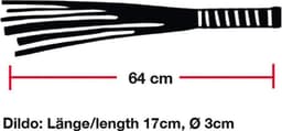 Bad Kitty – 64 cm Suède Flogger Zweep met Glazen Plug als Handvat - Zwart — thumbnail 4
