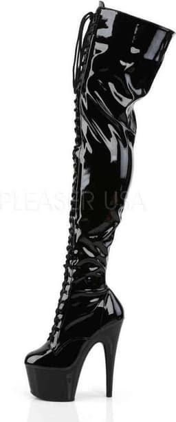 Pleaser - ADORE-3023 Plateau Overknee Laarzen - Paaldans schoenen - 38 Shoes - Zwart — thumbnail 3