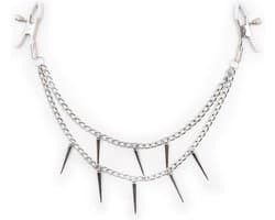 Pinch Tepelklemmen - Nippleclamps punk - Verstelbaar met Ketting - Wit