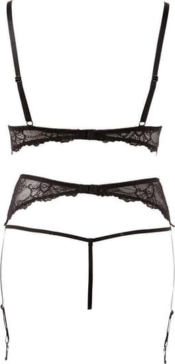 Abierta Fina –  Open Lingerie Set met Parel Afwerking voor een Spannend Avond – Maat L - Zwart — thumbnail 10
