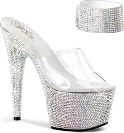 Pleaser - BEJEWELED-712RS Sandaal met enkelband, Paaldans schoenen - Paaldans schoenen - 36 Shoes - Zilverkleurig/Transparant — thumbnail 1