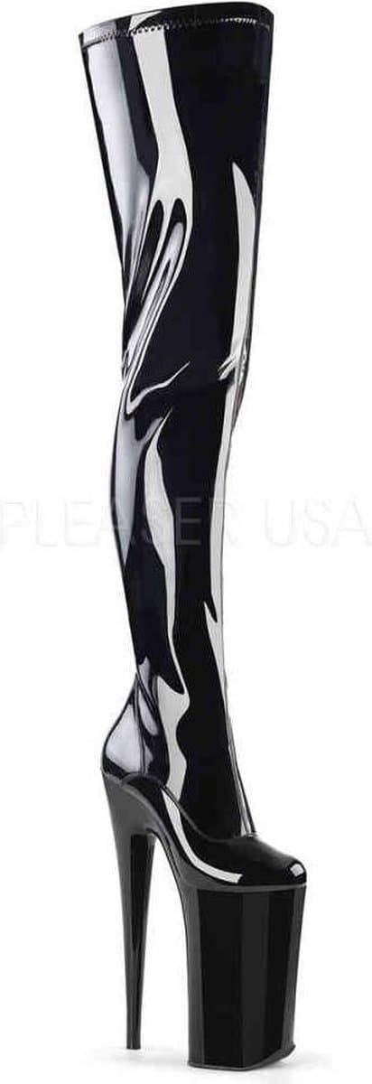 Pleaser - BEYOND-4000 Plateau Overknee Laarzen - Paaldans schoenen - 40 Shoes - Zwart — afbeelding 1