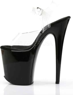 Pleaser - FLAMINGO-808 Sandaal met enkelband, Paaldans schoenen - Paaldans schoenen - 38 Shoes - Zwart/Transparant — thumbnail 3