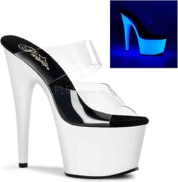 Pleaser - ADORE-702UV Muiltjes - Paaldans schoenen - 39 Shoes - Transparant/Wit — thumbnail 1