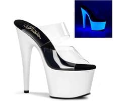 Pleaser - ADORE-702UV Muiltjes - Paaldans schoenen - 39 Shoes - Transparant/Wit