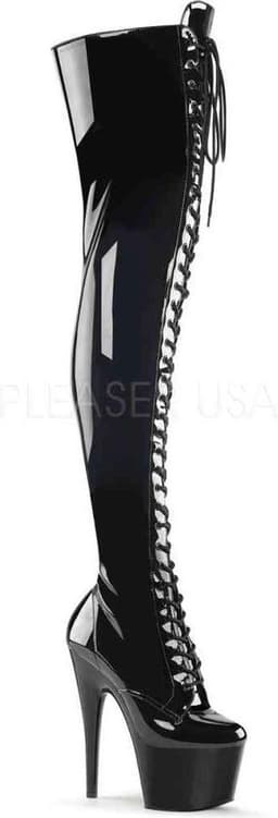 Pleaser - ADORE3023 Plateau Overknee Laarzen - Paaldans schoenen - 42 Shoes - Zwart — thumbnail 1