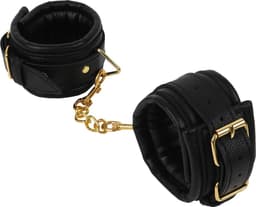 Banoch - Anklecuff gold - zwarte enkelboeien leer met goud — thumbnail 3