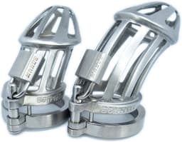 BON4MplusLarge Hinged RVS Kuisheidskooi voor Mannen Peniskooi Set BON4M Series Male Chastity Package in Stainless Steel — thumbnail 11