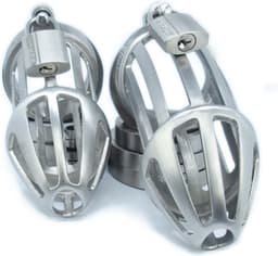 BON4MplusLarge Hinged RVS Kuisheidskooi voor Mannen Peniskooi Set BON4M Series Male Chastity Package in Stainless Steel — thumbnail 1