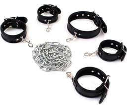 Kiotos - Budget Bondageset Met collar, hand- En voetboeien - Zwart — thumbnail 1