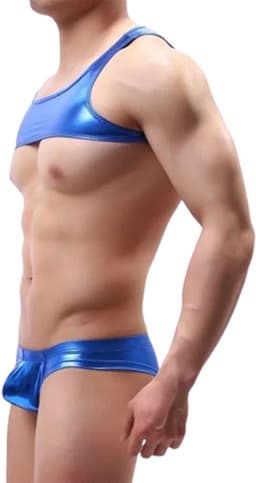 Heren tank top harnas - Erotische top mannen - PU Leder - Leer - Topje - Rollenspel - Goede kwaliteit — thumbnail 2