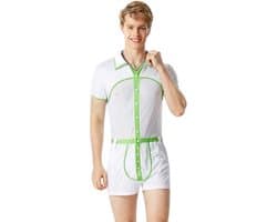 Erotische dokter rollenspel - Heren - Jumpsuit - Wit Groen - BDSM - Bodysuit