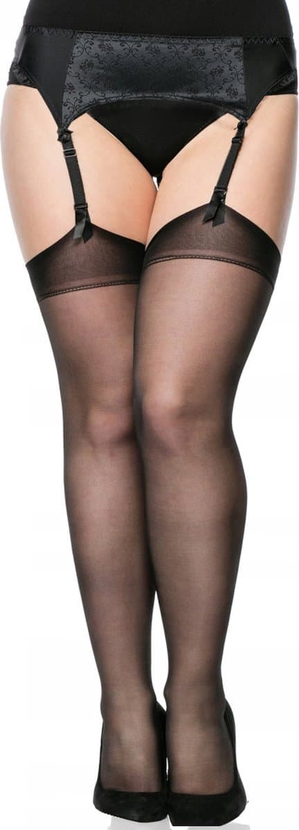 Caresse jarretelkousen Vintage 20 Curvy - zwart maat XL — afbeelding 1