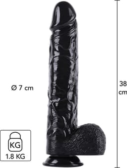 Dong XXXL 38cm - Extreme Grote Dildo 38 cm - Zwarte Dildo - Diameter 7 cm — thumbnail 1