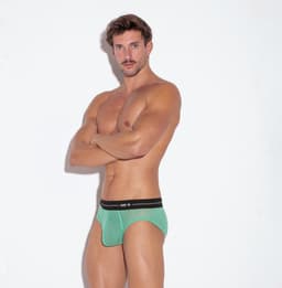 CODE 22 Sheer Mesh Brief Green - MAAT M - Erotisch Heren Ondergoed - Slip voor Man - Sexy mannen Slip — thumbnail 2