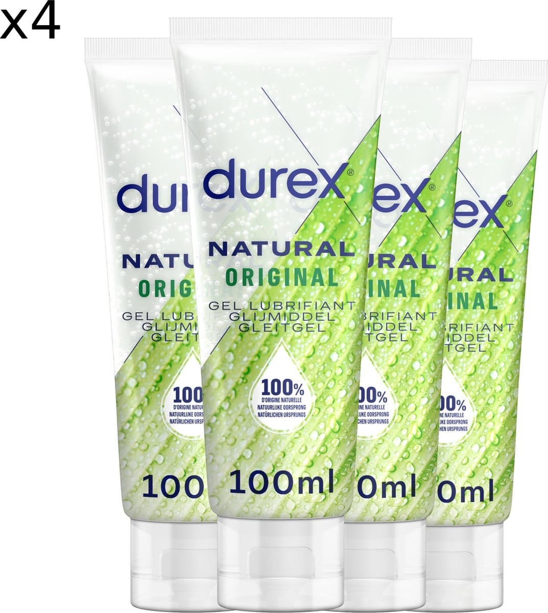 Durex Glijmiddel Natural - 100% natuurlijk - 100 ml x4 — afbeelding 1