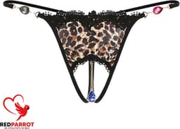 Luipaard string van Open kruis | Design slip | Versieringen diamant | Maat S/M | Goede kwaliteit | Erotische vrouwen ondergoed | Sexy — thumbnail 1