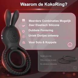 IntiMate® KokoRing - Luxe Cockring voor Hardere & Sterkere Erectie - 10 Krachtige Vibraties - Ergonomisch Ontworpen Cockring - Verstelbaar & Rekbaar - Dubbele Cock & Ballen Ring — thumbnail 3