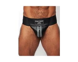 Mister b leather premium jockstrap black/grey small