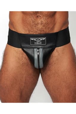 Mister b leather premium jockstrap black/grey small — thumbnail 3