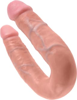 King Cock U-Shaped Double Trouble Dubbele Dildo Medium - beige — thumbnail 2
