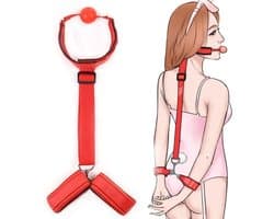 BDSM Gag Bondage Set - SM Seksspeeltjes - Gagball met Handboeien - Erotiek Toys - Rood