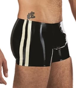 Mister B Rubber Trunks zwart met witte bies large — thumbnail 1