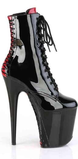 Pleaser - FLAMINGO-1020FH Plateau Laarzen, Paaldans schoenen - Paaldans schoenen - 38 Shoes - Zwart/Rood — thumbnail 5