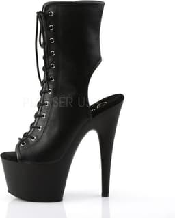 Adore-1016 plateau peeptoe enkellaars met open hiel en stiletto hak mat zwart - (EU 36 = US 6) - Pleaser — thumbnail 4
