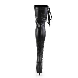EU 44 = US 13 | DELIGHT-3050 | 6 Heel, 1 3/4 PF Thigh Boot w/Side Ribbon Lace, Side Zip — thumbnail 4