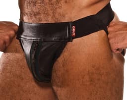 Colt Leather Zip Jock - Black — thumbnail 1