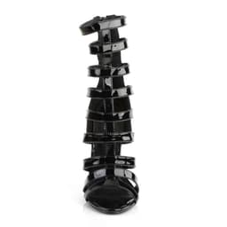 EU 37 = US 7 | SEXY-52 | 5 Heel Closed Back Strappy Cage Sandal, Back Zip — thumbnail 2