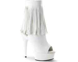 EU 35 = US 5 | DELIGHT-1019 | 6 Heel, 1 3/4 PF Open Toe/Heel Fringe Bootie, Side Zip