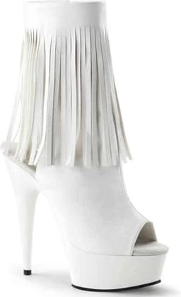 EU 35 = US 5 | DELIGHT-1019 | 6 Heel, 1 3/4 PF Open Toe/Heel Fringe Bootie, Side Zip — thumbnail 1