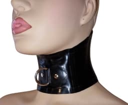 100% Latex halsband met ring voor BDSM activiteiten - Verstelbaar met touw - Choker — thumbnail 1