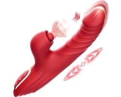 Erodit®Thrillmaster- Rood G-spot dildo vibrator - stoten - vibratie - zuig- clitoris stimulator - seksspeeltje- sex toy- seksspeeltjes voor vrouwen – mannen - koppels