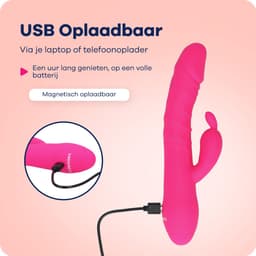MyFantasy® Stotende Rabbit Vibrator - Verwarmbaar - Pulsing Clitoris en G-spot Stimulator - Vibrators voor Vrouwen Realistisch - Sex Toys voor Koppels - Kamasutra Seksspeeltjes - Tarzan Vibrator Dildo - Roze — thumbnail 4