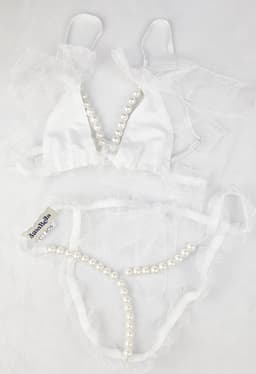 BamBella ® Sexy Cosplay Rollenspel kleding - Onesize - outfit dames Sex kitten kat pak wit — thumbnail 3