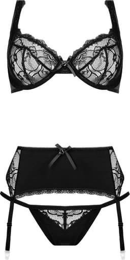 Christine le Duc - 3 delige BH set - Lingerie Erotisch - Jarretelgordel - Marzia - Zwart - L/XL — thumbnail 10