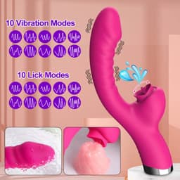 Roze Dubbele Penetratie Vibrator - Luchtdruk Vibrator - Clitoris & G Spot stimulator - Krachtig - Vibrators - Vibrators voor vrouwen - Sex toys - Vibrator-Discreet Bezorgde -Licking Sucking - sex speeltjes vrouw — thumbnail 10