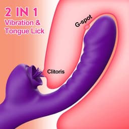 paarse Dubbele Penetratie Vibrator - Luchtdruk Vibrator - Clitoris & G Spot stimulator - Krachtig - Vibrators - Vibrators voor vrouwen - Sex toys voor koppels - Vibrator - Discreet Bezorgde -Licking Sucking - sex speeltjes — thumbnail 5