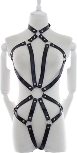 Fixxx - Riemenbody Dames - PU-Leer - One Size - Zwart — thumbnail 9
