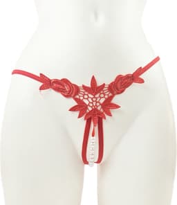 BamBella ® - Sexy kralen String - Mini kort Rood open kruis - Erotische lingerie - Dames sexy ondergoed — thumbnail 1